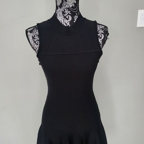 Carven Sleeveless Ruffle-Edge Dress-BLACK-Medium - Picture 2 of 7